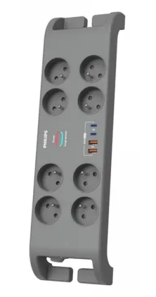 Prodlužovací kabel s přepěťovou ochranou 8x zásuvka / Prodlužovací kabel / USB-A+C 30W GaN / 2400 J / 2 m (Phil-SPN8180GA/60)