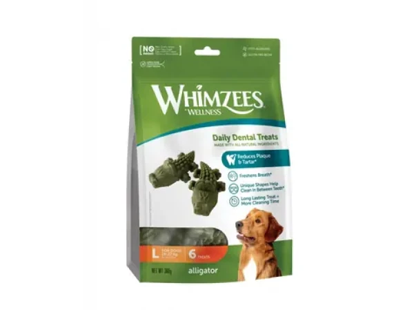 Whimzees aligátor L 360g / Dentální pamlsky pro psy (8718627750711)
