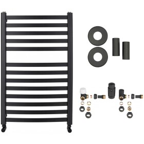 CERANO Koupelnový radiátorový set Paolo - ústřední vytápění - boční připojení - 568W - černá matná - 850x550 mm