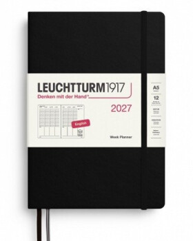 Týdenní plánovač Black, Medium A5 2027, anglicky