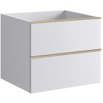 CERANO - Koupelnová skříňka pod umyvadlo s úchytkou Velora - bílá matná, zlatá úchytka - 69x53x46,5 CER-665020