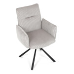 Židle jídelní, krémová manšestrová látka, 360° vratný mechanismus, černý kov