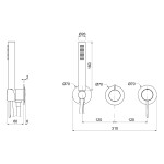 SAPHO - ULTRAMIX podomítková sprchová/vanová baterie s ruční sprchou, 2 výstupy, černá mat/chrom UT045BC