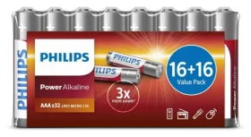 Philips LR03P32FV/10 / Alkalické baterie AAA / 32 ks (8712581680572)