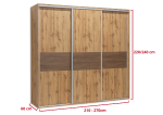 Nábytek Mikulík Skříň ONYX 3 - dveře dělené (š 210-270 cm/v 220 cm) ROZMĚR: (š/v/h) 260 x 220 x 60 cm