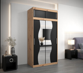 Šatní skříň Abi Mr s nástavcem Dveře: Černá, Rozměr: 120 cm, Korpus: Dub artisan