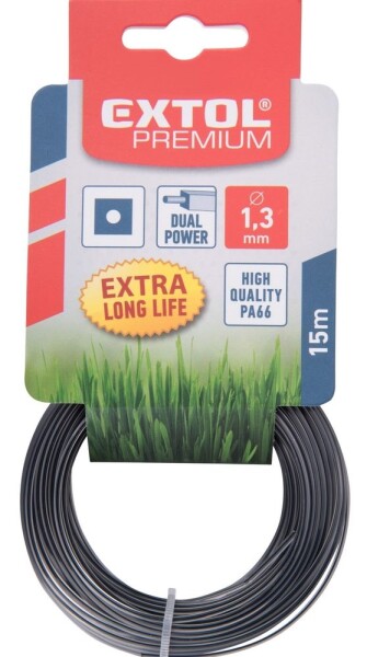 Extol Premium (8870911) žací struna do sekačky s jádrem, čtvercový profil, pr. 1,3mmx15m, PA66