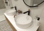 Vysoká umyvadlová baterie SAT Fusion bez výpusti páka světlé dřevo SATBSFU285DSC SATBSFU285DSC