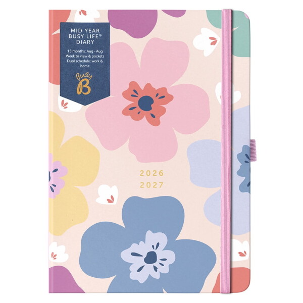 Busy B Týdenní diář Dual Floral Busy Life A5 – 26/27, růžová barva, papír