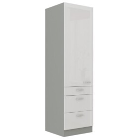 Vysoká potravinová skříňka 60 DKS-210 3S 1F - Premium box Barva korpusu: Šedá, Barva dvířek: Bílý lesk (Blanka)