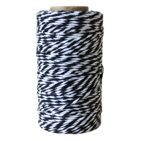 Bella Rose Bavlněný provázek 50 m – Black / White, černá barva, bílá barva, textil