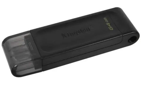 Kingston DataTraveler 70 - 64GB černá / Flash Disk / USB 3.2 Gen 1 Type C / poutko na klíče (DT70/64GB)