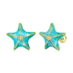 Stříbrné pozlacené náušnice Mořská Hvězdice - stříbro 925/1000, Tyrkysová