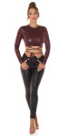 Sexy top Koucla Wetlook Crop Top s dlouhými rukávy BORDEAUX Einheitsgroesse