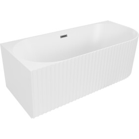 MEXEN/S - Gia volně stojící rohová vana reliéf levá 150 x 75, bílá mat, sifon a přepad grafit kartáčovaná 52701507501L-66