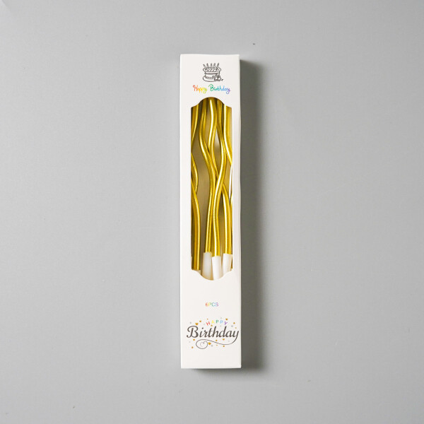 Dortové svíčky zakroucené metalické zlaté 6ks