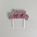 Dortové svíčky Happy Birthday růžové
