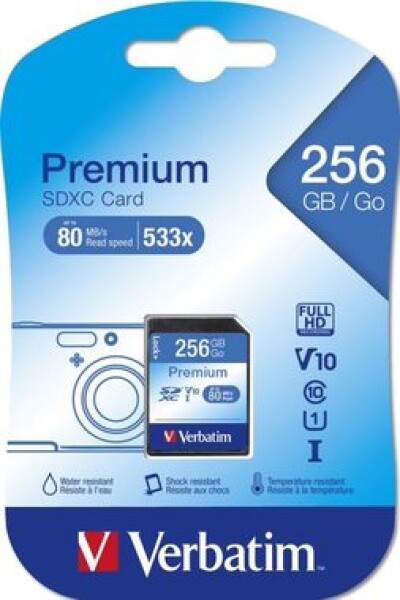 VERBATIM Premium U1 256 GB SDXC / Class U1 / UHS-I / R: 90 MBps / W: 10 MBps (44026)