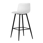 Židle barová, bílá látka, čtyřnohá kovová podnož, černý mat