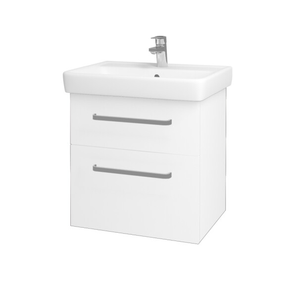 Dřevojas - Koupelnová skříňka Q MAX SZZ2 60 - N01 Bílá lesk / Úchytka T01 / L01 Bílá vysoký lesk 60117A