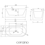 CERANO - Vana akrylátová Bianco - volně stojící - asymetrická - levá - bílá lesklá - 160x75x60 CER-477800