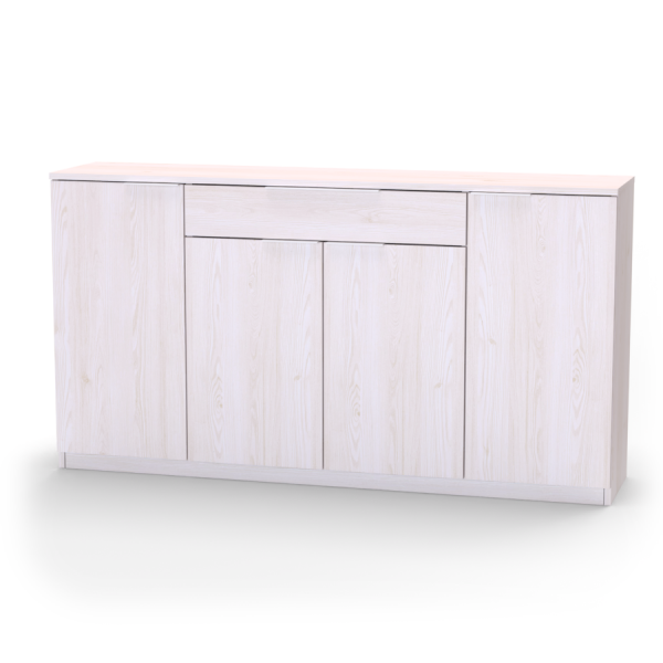 Nábytek Mikulík Komoda VARIO 6 (šedé úchytky) - bílý lesk, antracit, aj. ROZMĚR: (š/v/hl.) 160 x 86,5 x 40,5 cm
