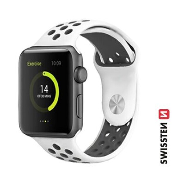 SWISSTEN Silikonový sportovní řemínek pro Apple Watch 38/40/41mm platinovo-černá (46000602)