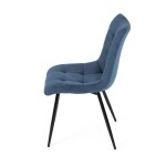 Židle jídelní, modrá látka, černé kovové nohy