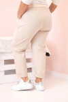 Dámské bavlněné kalhoty Plus Size s páskem světle béžová XL
