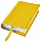 Variabilní kožený obal na knihu se záložkou - kůže žlutá