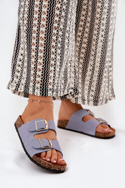 Dámské Pantofle Na Korek Platformě Se Zlatými Přezkami Modré Lisavionea 36