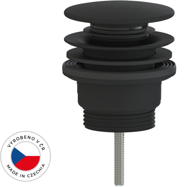 CERANO Umyvadlová výpusť - 5/4“ click-clack - univerzální - plast - černá matná