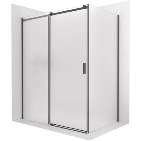 CERANO Sprchový kout Santoro - levá - 6 mm - černá matná, mléčné sklo - 130x80 cm - posuvný