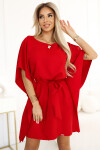 287-35 SOFIA Motýlí šaty se zavazováním v pase - ČERVENÉ 2XL/3XL