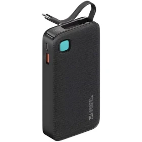 USAMS US-CD224 XY Series černá / Power Bank / 10000mAh / Výsuvný USB-C kabel / PD 20W / LED displej (10KCD22401)