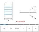 H K - Vanová zástěna S1 STRIPE 80x140 - jednodílná sklopná, čiré sklo se vzorem, varianta pravá SE-S1STRIPE-12