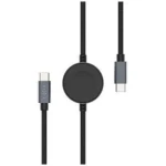 FIXED Opletený kabel Power Watch Cable s konektory USB-C/USB-C a Apple/Samsung Watch nabíječkou 1.5m PD 60W šedý (FIXDB-CCW-GR)