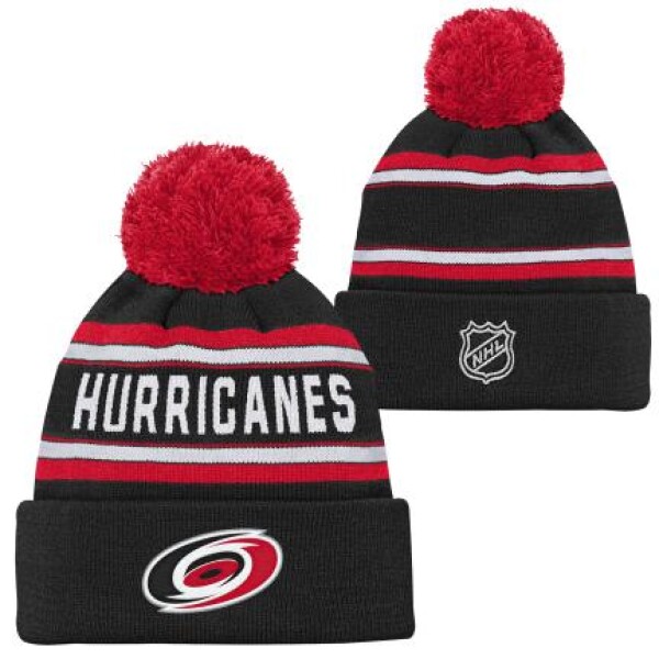 Outerstuff Dětská zimní čepice Carolina Hurricanes NHL Jacquard Cuffed Knit With Pom