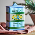 Bloomingville Keramická dóza Stefano Olive Oil 1 l, modrá barva, keramika