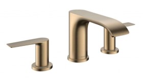 HANSGROHE - Vivenis Umyvadlová baterie s výpustí, 3-otvorová instalace, EcoSmart, kartáčovaný bronz 75033140
