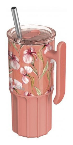 Nerezový termohrnek s brčkem Umi Floral Coral 720ml