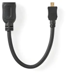 Nedis HDMI kabel Micro HDMI černá / Kabel HDMI / 4K 30 Hz / 10,2 Gbps / Ethernet / 0,20 m (CVGT34790BK02)