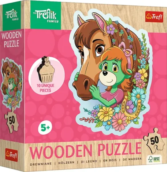 Trefl - Puzzle - Dřevěné obrysové puzzle Treflíci: Šťastná rodina