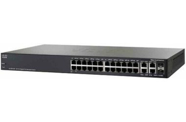 Cisco SG350-28 / 26x Gbit RJ-45 / 2x SFP / 2x mini-GBIC combo / USB / QoS / VLAN (SG350-28-K9-EU)