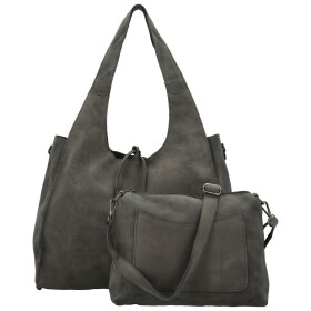 Trendy dámský koženkový set kabelek Eudosia, tmavě šedý