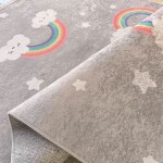 DumDekorace Koberec do dětského pokoje - šedý s duhou Šířka: 120 cm | Délka: 180 cm