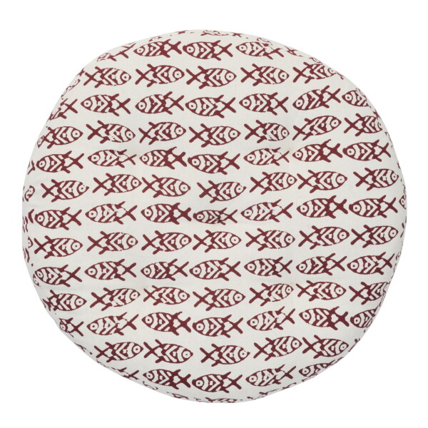 MADAM STOLTZ Kulatý sedák na židli Fish Ø 45 cm, červená barva, textil