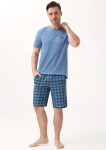 Pánské pyžamo Luna 803 v plné délce M-2XL blue-grid M