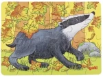 GOKI Dřevěné puzzle Lesní zvířátka: Jezevec