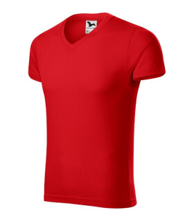 Slim Fit V-neck tričko pánské červená 2XL
